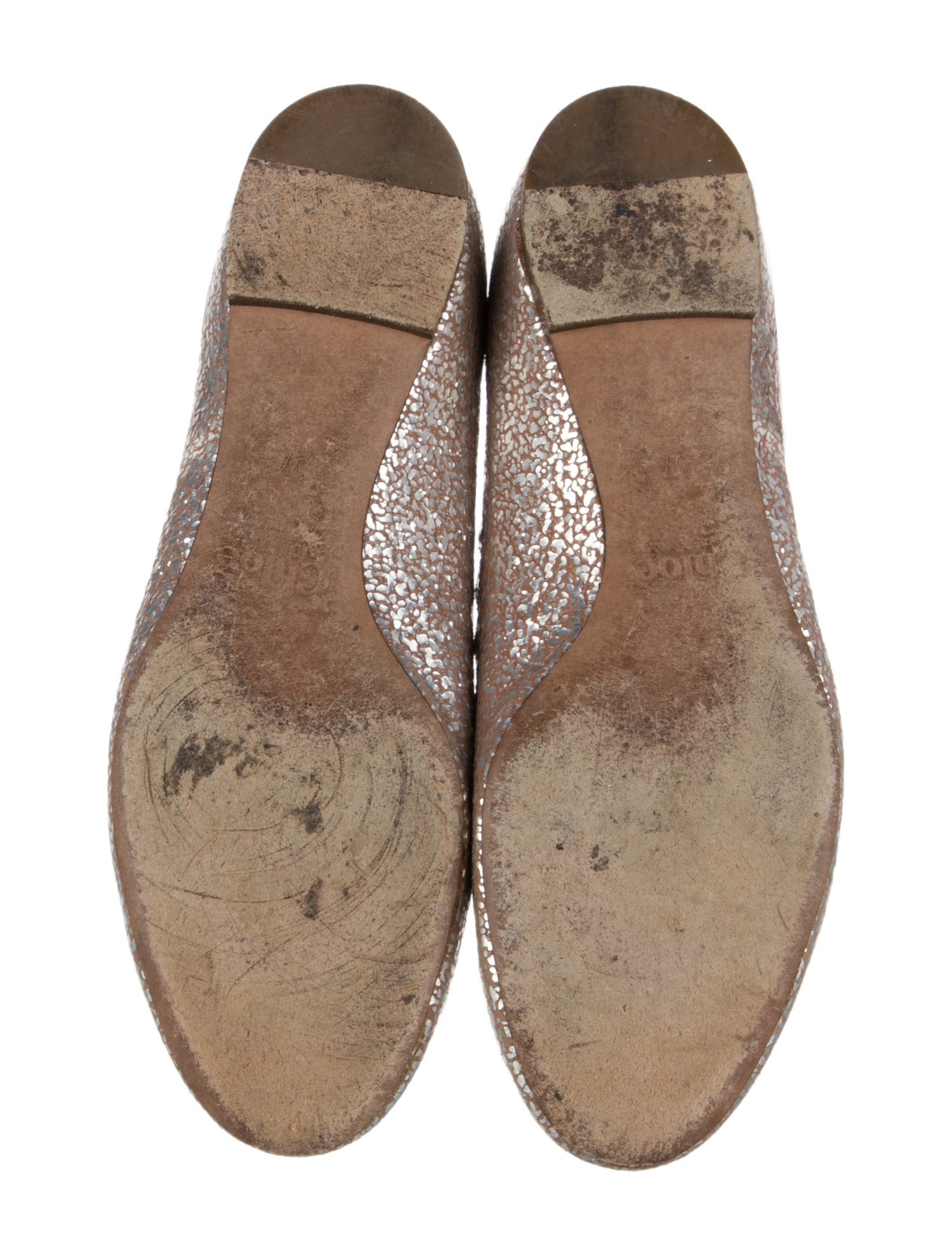Chloé Leather Scalloped Accent Ballet Flats